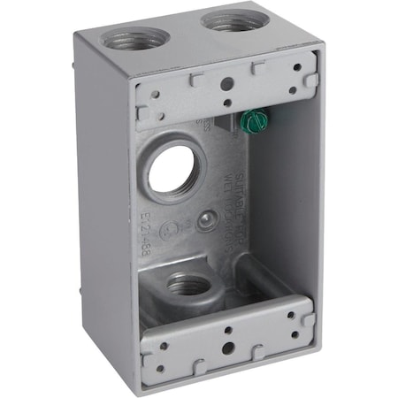 Bell Single Gang 1/2 In. 4-Outlet Gray Aluminum Weatherproof Electrical Outdoor Outlet Box 5321-0